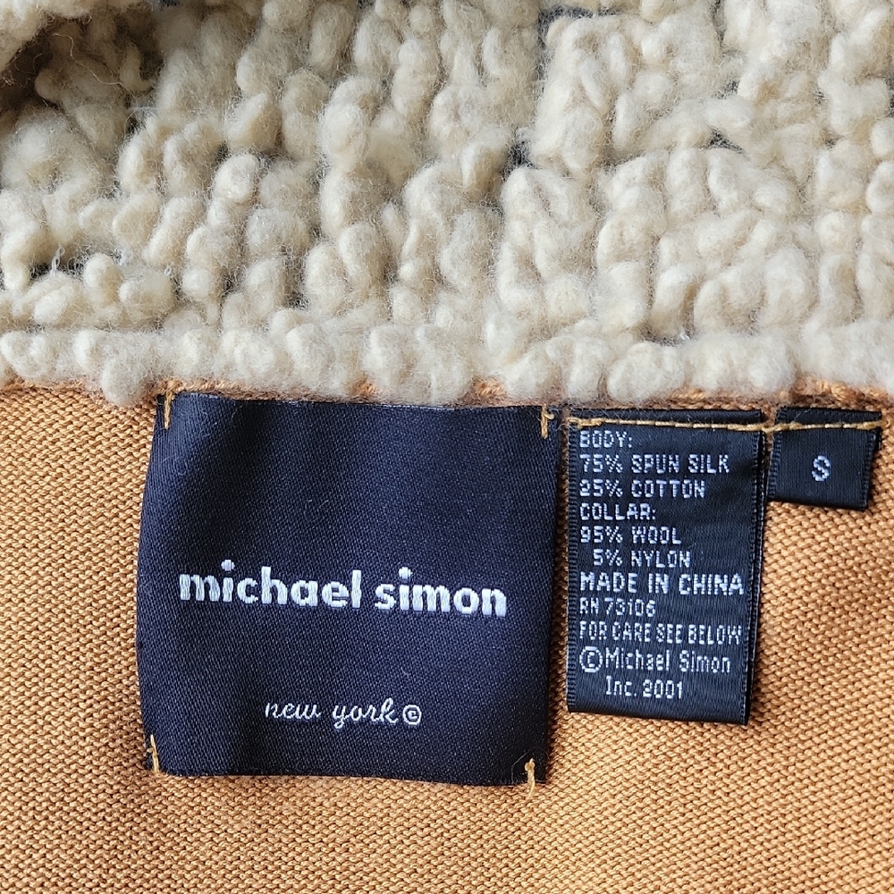 Michael Simon Mustard Cardigan with Cream Collar - Picture 2 of 2
